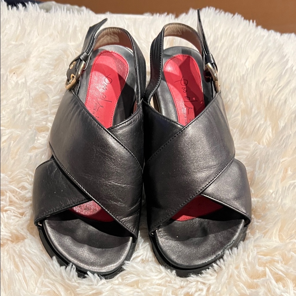 Black Sandals with Red Insole